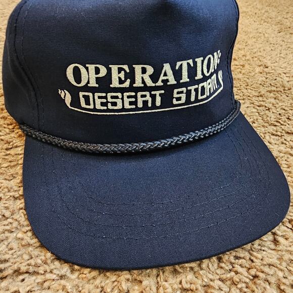 Vtg Operation Desert Storm Hat Blue Rope Snapback Cap Iraq Trucker 90s Military - Picture 2 of 11